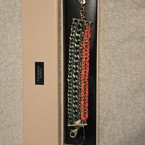 Victoria's Secret bracelet multicolor new teal pink gold with angel wings charm